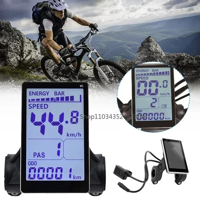 NUOYING M5 Elektrisches Fahrrad LCD Display 5-Pin E-Bike Tacho Bildschirm Bedienfeld in Schwarz - Bild 1