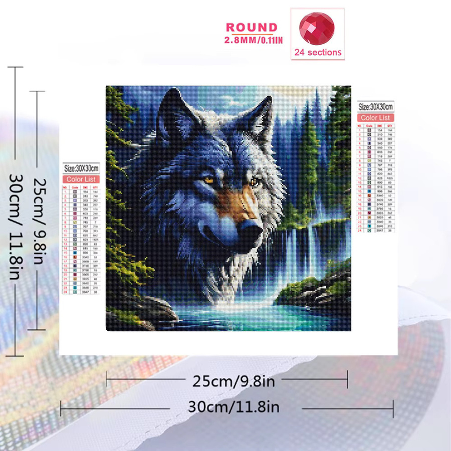 Momoart DIY-Diamantgemälde Wolf Motiv als Wanddekoration in Multicolour, B/H: 20 x 20 cm - Bild 2