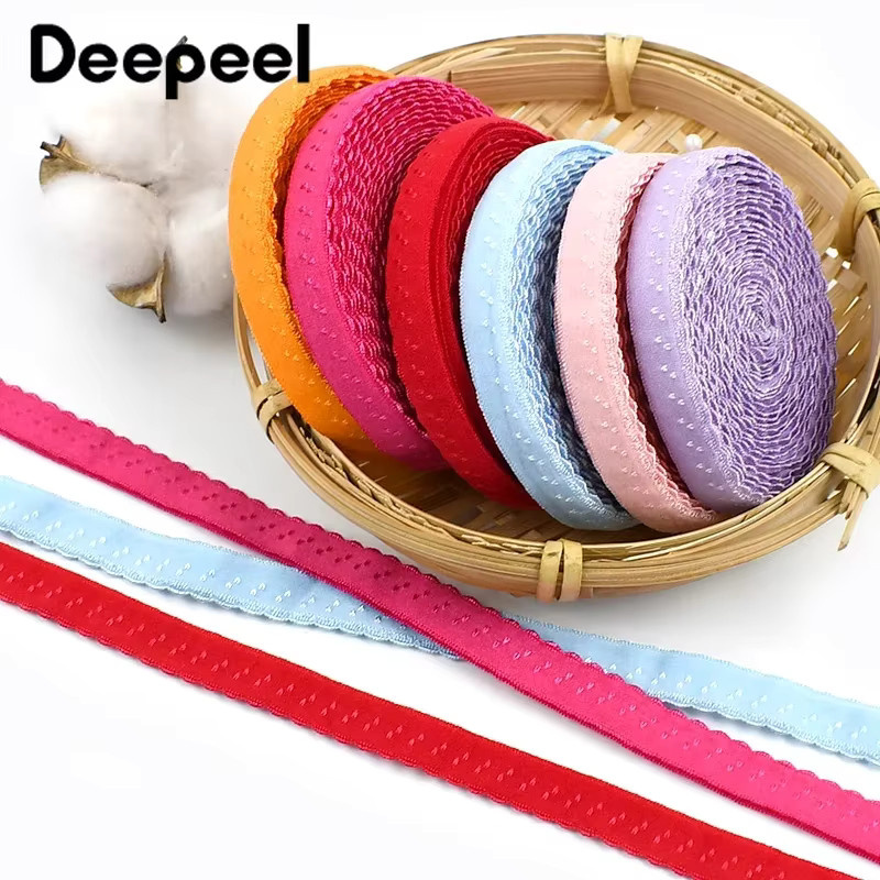 Deepeel Elastikband für Unterwäsche und BH-Träger, doppellagiges Stretchband und Spitzenband als DIY Nähzubehör, Breite: 11 mm, Farben: Pink und Multicolour - Bild 5