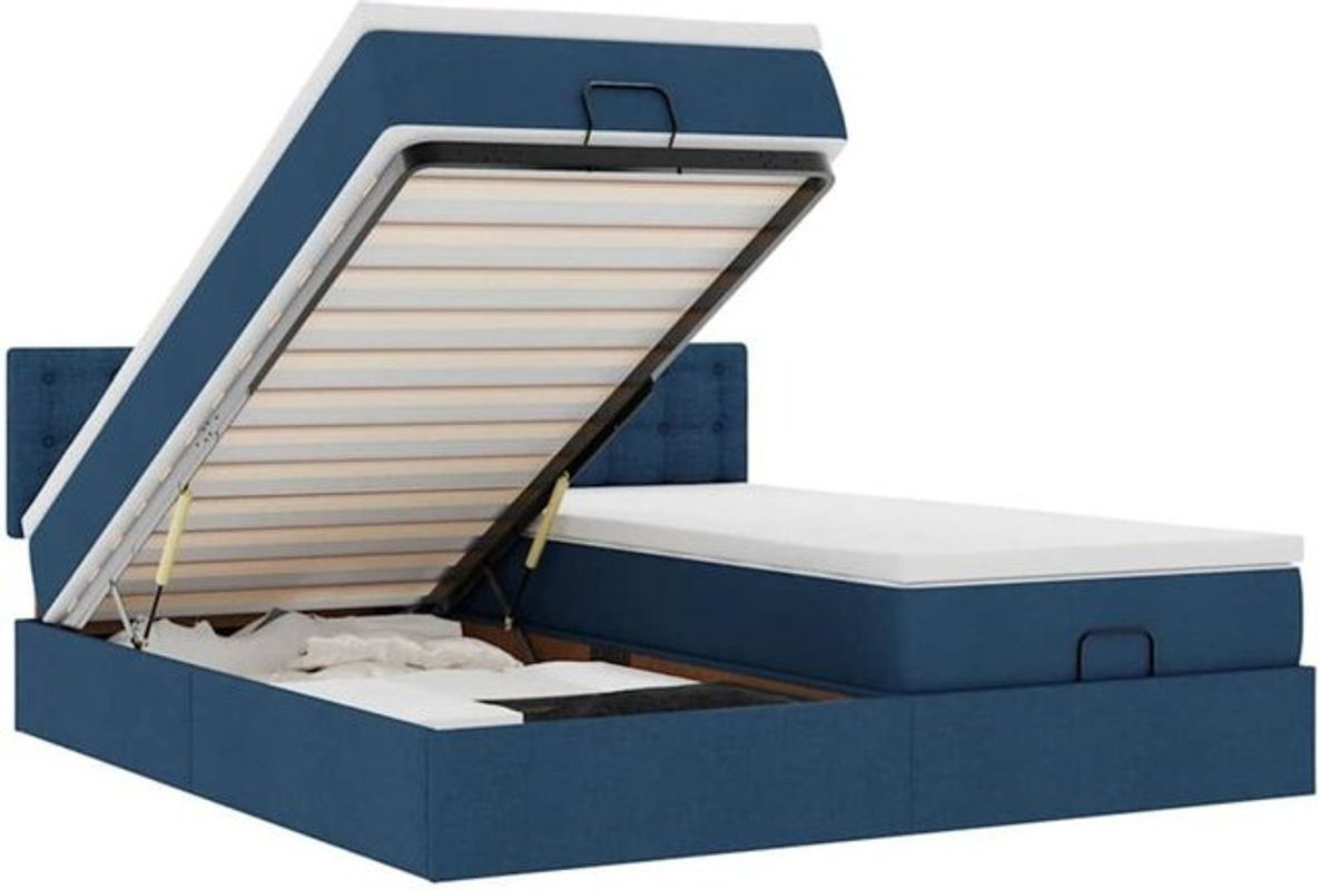 vidaxl Ottoman Polsterbett mit Matratzen und LED-Beleuchtung in Blau, B/T: 180 x 200 cm - Bild 1