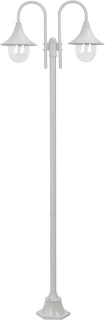 vidaXL Garten-Pollerleuchte mit 2 Laternen aus Aluminium in Weiß, Höhe: 220 cm, E27, IP44 - Bild 1