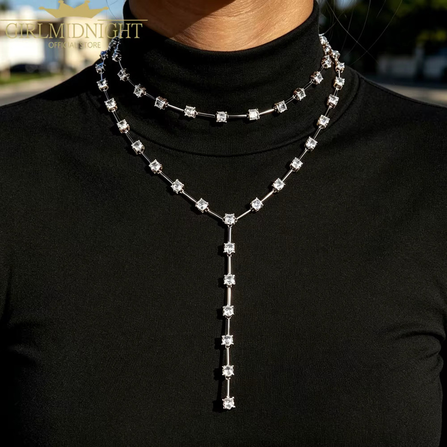 Y-Lariat-Halskette GIRLMIDNIGHT, Silber, Zirkonia, Damen - Bild 1