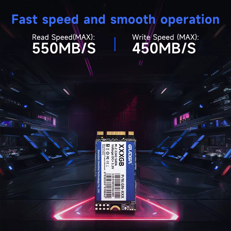 GUDGA M.2 SATA 2242 SSD NGFF Interne Solid-State-Festplatte mit TLC für Laptop und Desktop - Bild 2