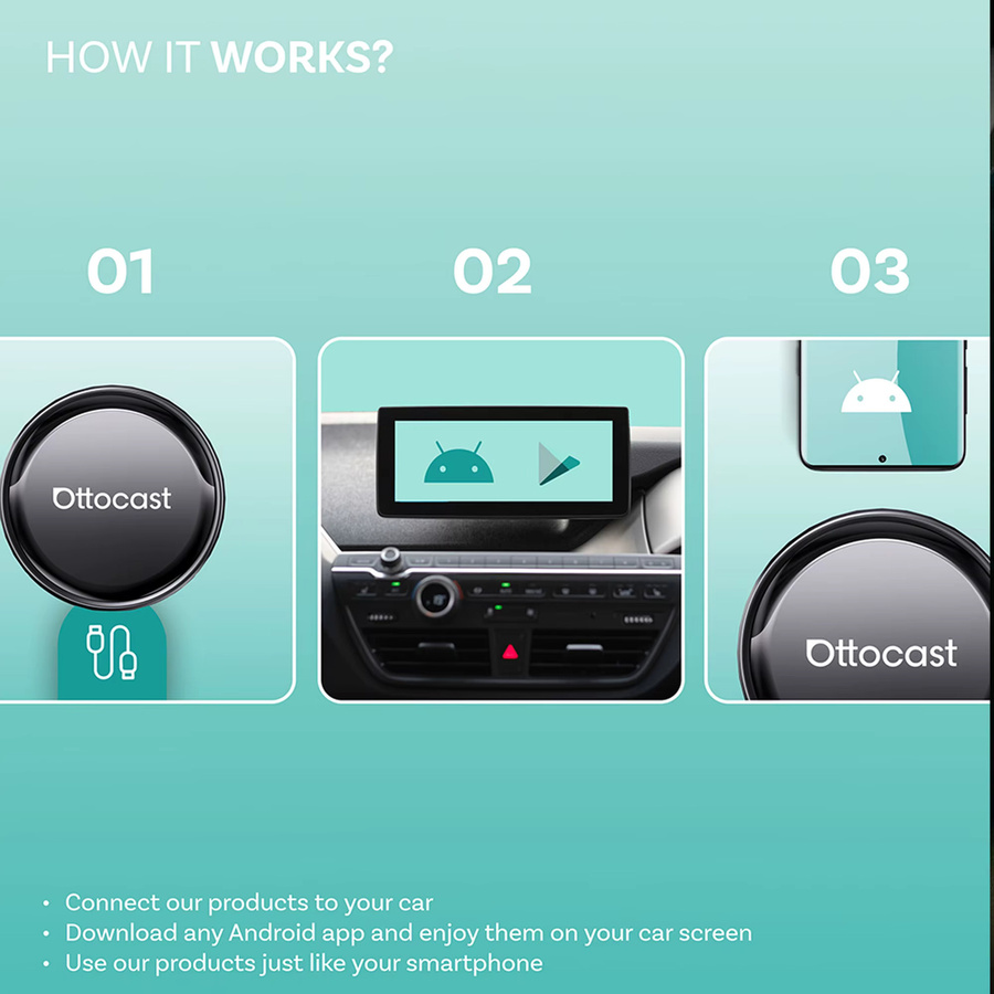 Ottocast P3/P3PRO Kabellose Android Auto und CarPlay AI Box mit HDMI-Ausgang, Android TV, WLAN und Bluetooth in Schwarz - Bild 5