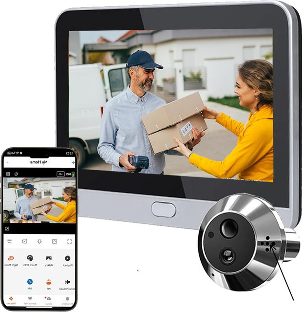 Tuya Smart Video-Türsprechanlage mit 3MP-Kamera, Zwei-Wege-Audio, 140 Grad Weitwinkel und Nachtsicht in Gold - Bild 1