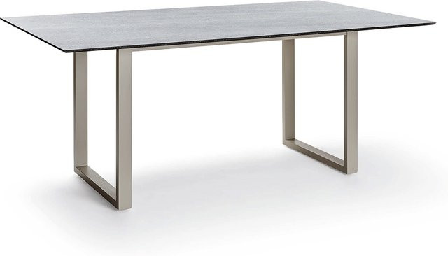Stern Kufentisch aus Aluminium in Greige mit Tischplatte Silverstar 2.0 Dekor Stone light, B/T: 160 x 90 cm - Bild 1
