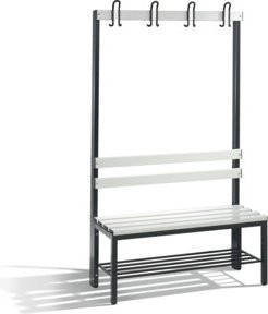 C+P Garderobenbank Basic mit Schuhrost und Haken, Schwarzgrau/Lichtgrau, H: 165,0 cm, B: 100,0 cm, T: 40,3 cm - Bild 1