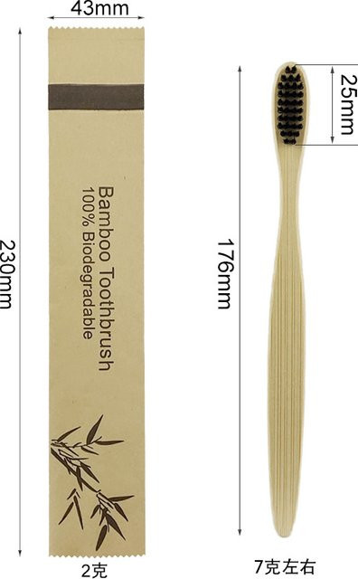 Bambus Zahnbürste, 10 Stück, weiche Borsten, Holzkohle, Unisex - Bild 1