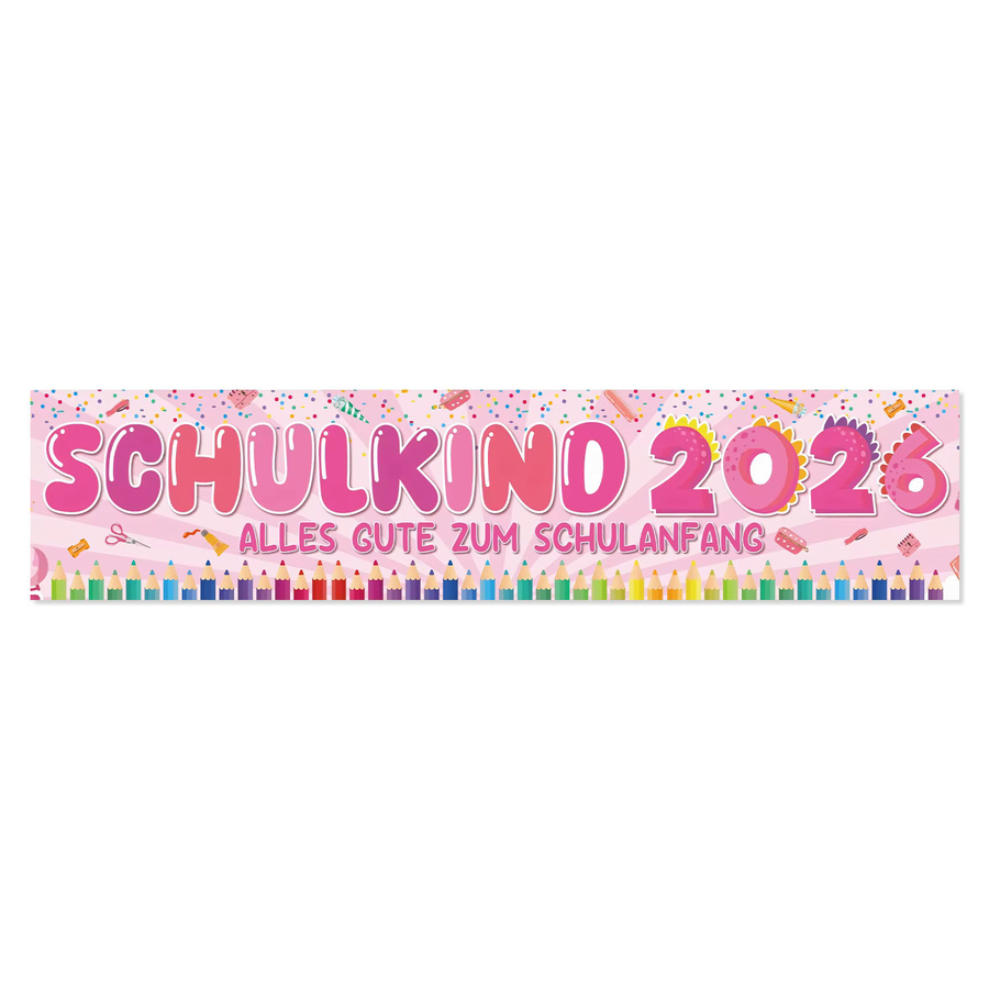 SCHULKING Zurück zur Schule Gartenzaun-Dekoration Banner in Pink und Mehrfarbig - Bild 5
