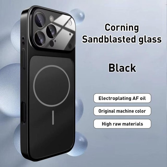 Magnetische Nano Matt Glas Schutzhülle für iPhone 17 Pro Max, 16, 15, 14, 13, 12, 11 kompatibel mit MagSafe kabellosem Laden, Panzerhülle in Schwarz - Bild 1