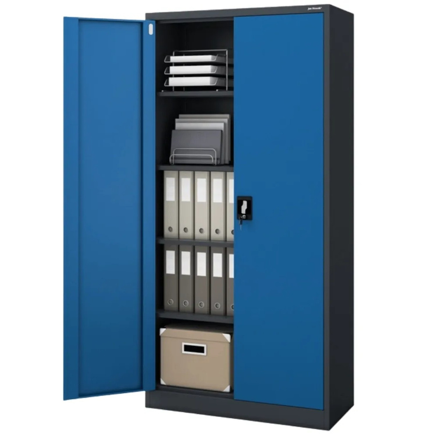JAN NOWAK Aktenschrank aus Metall mit Flügeltüren und Schloss, Anthrazit-Blau, Höhe: 195 cm, Breite: 90 cm, Tiefe: 40 cm - Bild 2