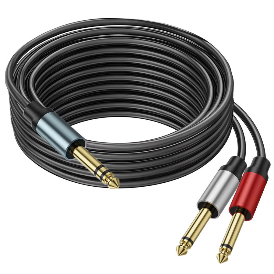 BSN Stereo auf 2 Mono Y-Splitter Audiokabel 6,35 mm auf Dual 6,35 mm TS Mono Stecker, Schwarz und Multicolour - Bild 2