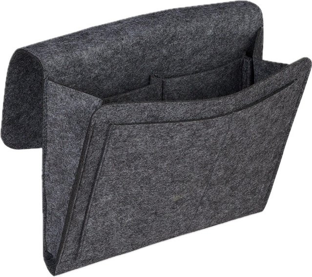 Relaxdays Betttasche aus Filz in Dunkelgrau mit 5 Fächern, B/H/T: 26 x 28 x 5 cm - Bild 1