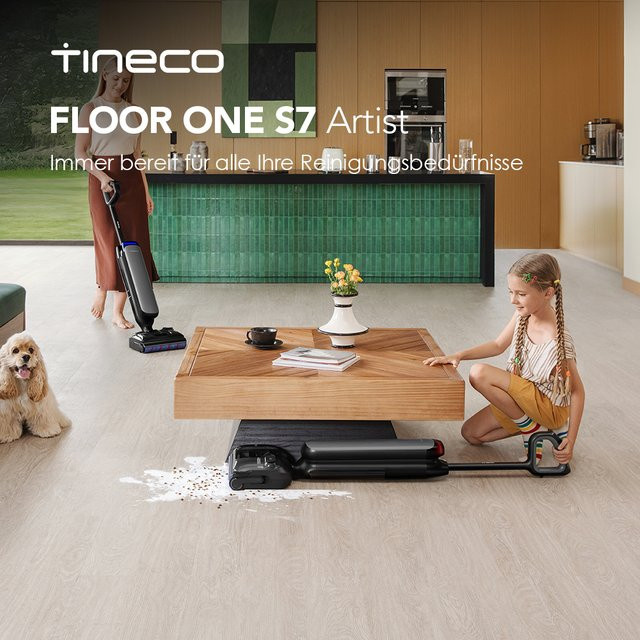 Tineco Floor One S7 Artist Nass Trockensauger mit 22000Pa Saugkraft, DualBlock Anti-Tangle Technologie, 85°C Flashdry und 50 Minuten Laufzeit, 180° Lay-Flat Design für Hartböden und Tierhaare - Bild 1