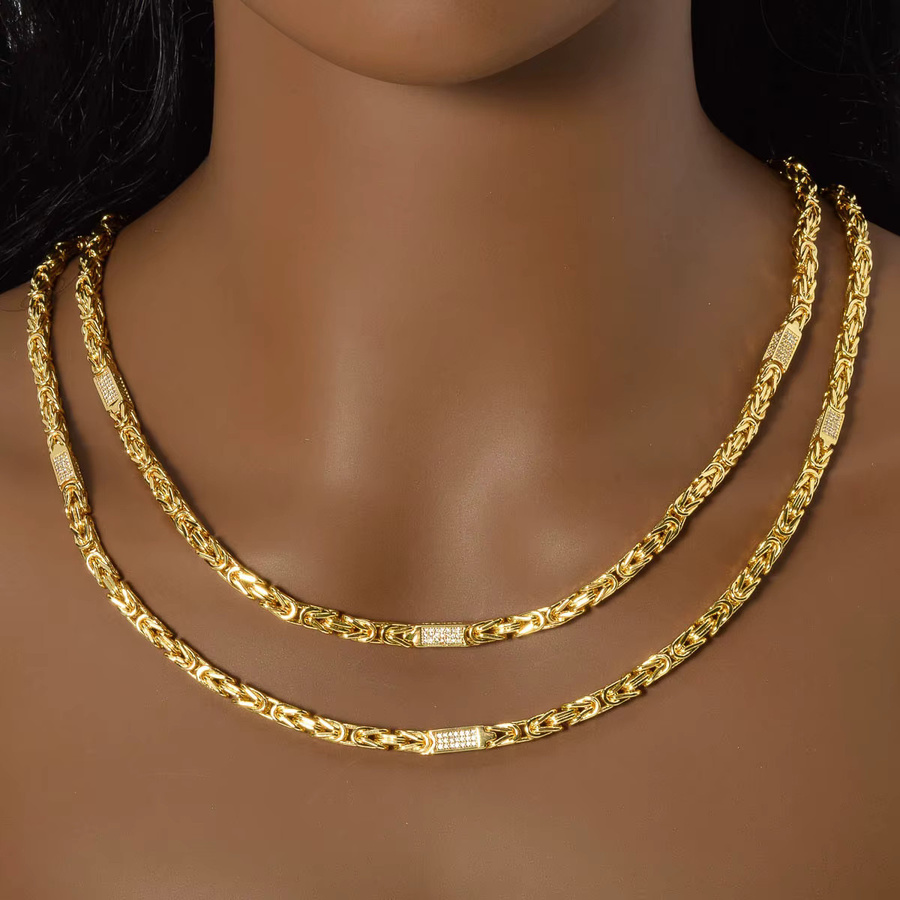 Sny Halskette, 18 Karat vergoldet, mehrschichtig, gewebt, Zirkonia, Unisex - Bild 2