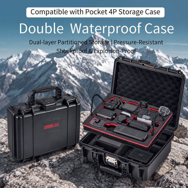 STARTRC Wasserdichter Hartschalenkoffer mit TSA-Schloss für DJI OSMO Pocket 4 und Pocket 4 Pro Zubehör, Schwarz - Bild 1