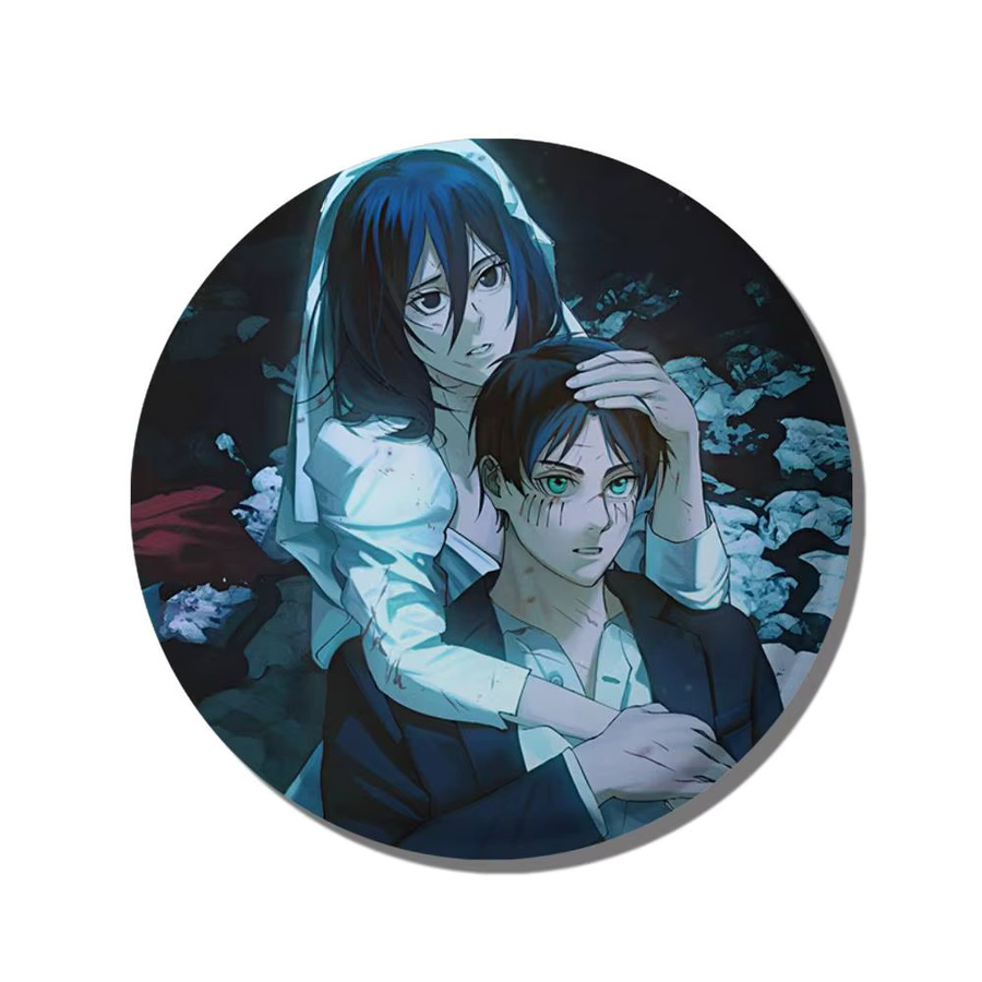 Bilibili Brosche Anime Mikasa Ackerman Eren Yeager, Rundes Abzeichen - Bild 7