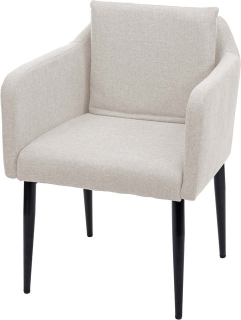 Esszimmerstuhl MCW-H93 Küchenstuhl Lehnstuhl aus Stoff in Beige - Bild 1
