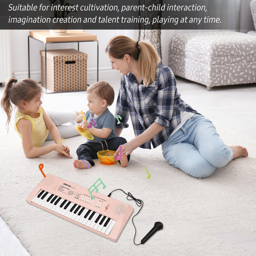 Igeteck Elektronisches Klavier, Mini-Tastatur, 37 Tasten, Rosa - Bild 3
