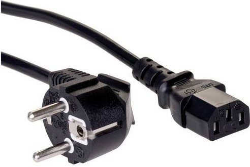 Akyga Strom Adapterkabel mit Schutzkontakt-Stecker und Kaltgeräte-Buchse C13, Länge: 3,00 m, Schwarz - Bild 1