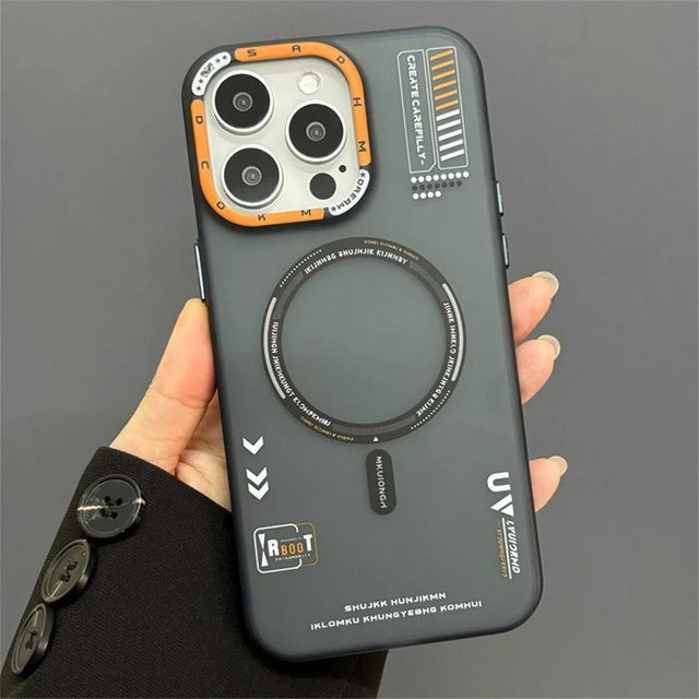 Yiran Bag Magnetische Matte Handyhülle für iPhone 16 15 14 13 12 Pro Max Plus mit MagSafe kompatiblem kabellosem Laden in Transparent oder Schwarz - Bild 1