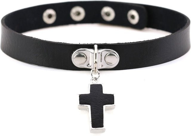 YIRAN Choker Halskette, Leder, Schwarz, Punk, Unisex - Bild 1
