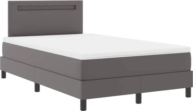vidaXL Bettgestell mit Matratze in Grau aus Kunstleder, B/T/H: 120 x 200 x 33,5 cm - Bild 1