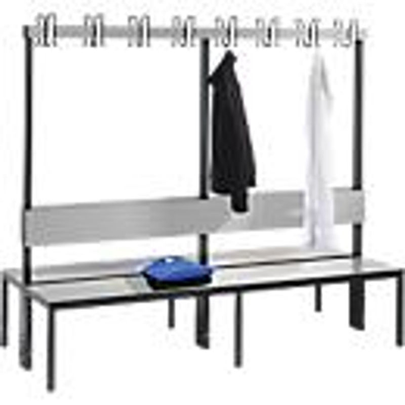 C+P Garderobenbank Basic Plus doppelseitig mit Rückenlehne, Farbe Silbergrau, H x B x T: 165 x 196 x 76 cm - Bild 2
