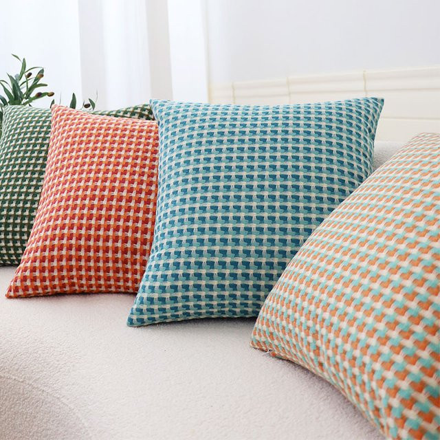 Dekorative Kissenabdeckung CANIRICA im Nordic Stil, quadratisch, Grün und Orange, B/T/H: 45 x 45 x 45 cm - Bild 1