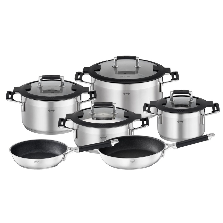 RÖSLE Silence Pro Topfset 6-teilig aus Edelstahl in Silber mit ProResist Antihaftversiegelung für Induktion - Bild 2