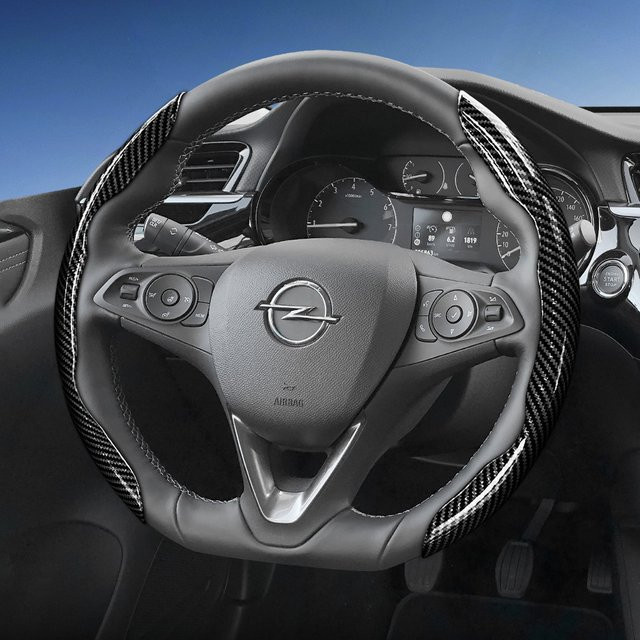 Hocasen Lenkradbezug in Carbonfaser-Textur mit segmentiertem Schnellverschluss für Opel in Schwarz - Bild 1