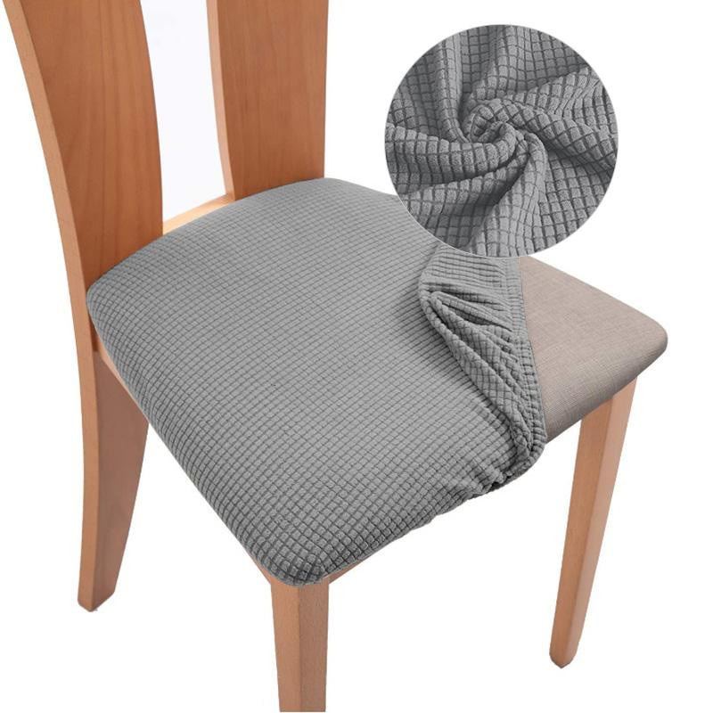 Leorate Jacquard-Stuhlsitzbezug mit Karomuster in Grau, elastisch und waschbar - Bild 1