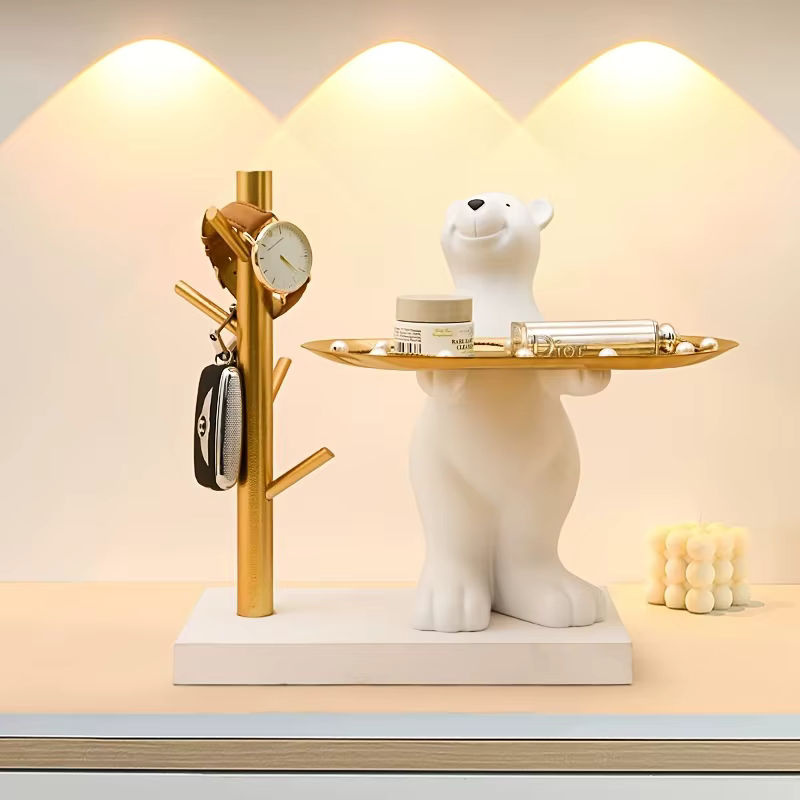 Eisbär Schlüsselhalter Figur als Deko-Tablett für Süßigkeiten und Kleinigkeiten in Weiß im Nordic Design - Bild 2