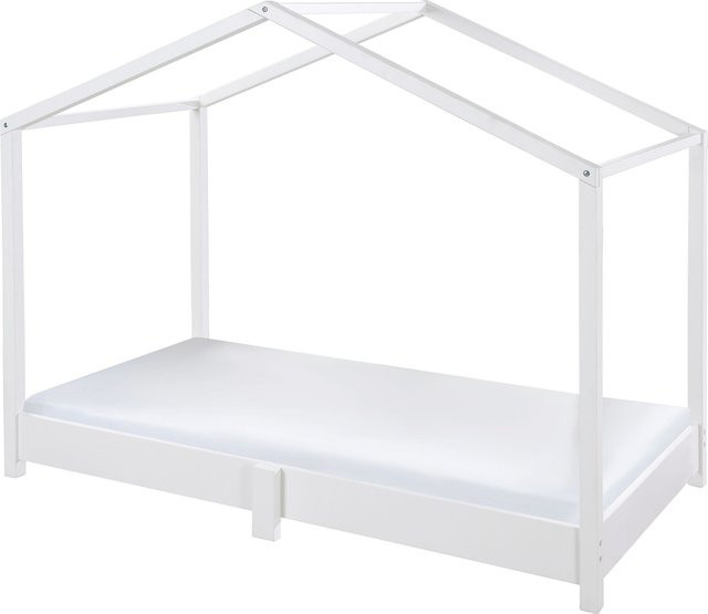 Roba Hausbett Set für Kinder aus Massivholz in Weiß, B/T/H: 140 x 70 x 80 cm - Bild 1