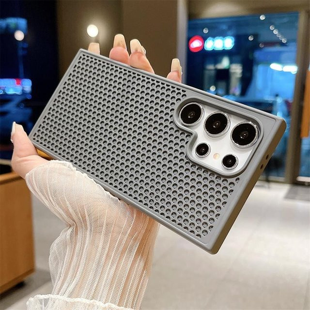 Stoßfeste Mesh-Schutzhülle mit Wabenstruktur für Samsung Galaxy S25 S24 S23 FE S22 Ultra Plus S22 Plus in Grau - Bild 1
