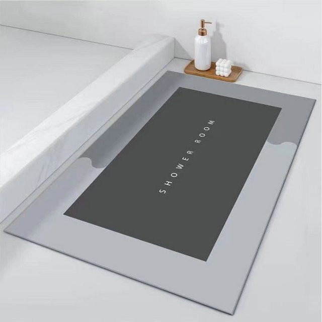 Rutschfeste und schnell trocknende Badematte von OMANE in Braun mit minimalistischem Design - Bild 1