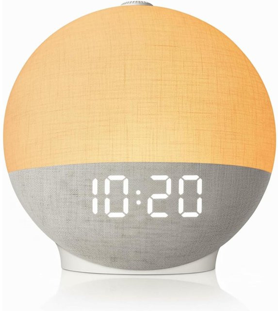 Wake Up Light Sonnenaufgang Wecker mit Bluetooth Lautsprecher, White Noise Sound Maschine und RGB Farbwechsel Nachtlicht in Weiß - Bild 1