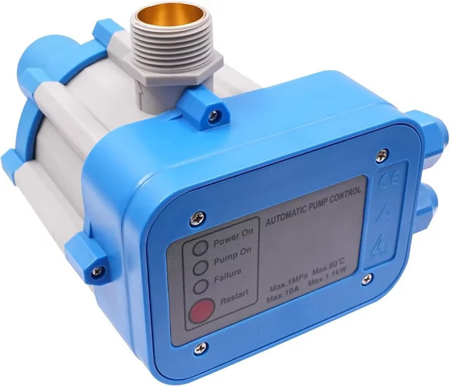 Bymaocar Automatische Pumpensteuerung Wasserpumpenregler in Blau mit 1,5 Bar Arbeitsdruck und 10 Bar Maximaldruck für Haus, Hof und Garten - Bild 1