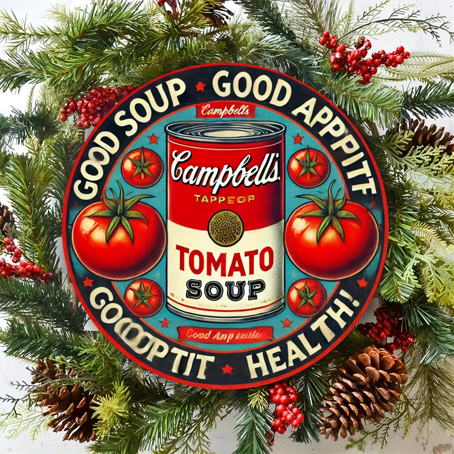 Potdemiel Vintage Campbell's Tomato Soup Rundes Metallschild Durchmesser: 20,3 cm - Bild 4