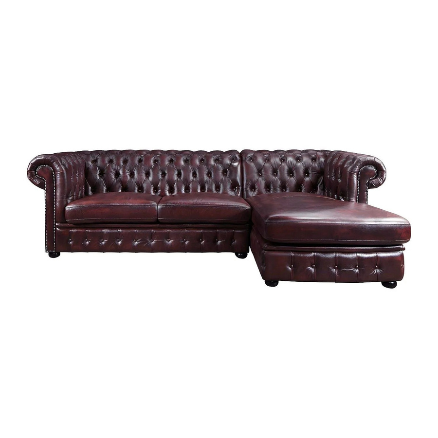 Vente-unique Chesterfield Ecksofa Brenton aus Büffelleder in Bordeaux Rotbraun, Breite: 274 cm - Bild 2