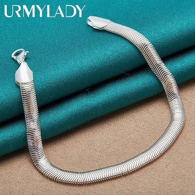 URMYLADY Schlangenkettenarmband 925 Sterling Silber, 20cm, black, Unisex - Bild 1