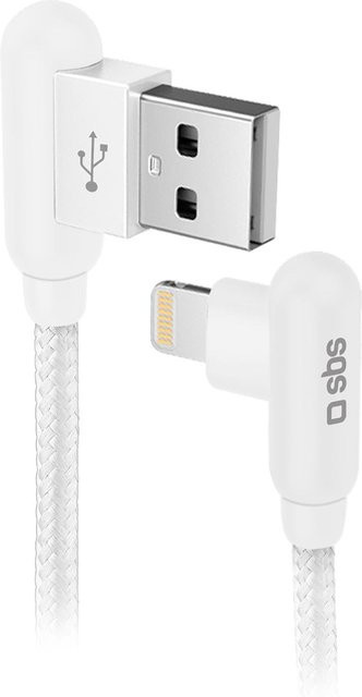 SBS Lightning-Kabel mit 90-Grad-Anschluss in Weiß, 1 m - Bild 1