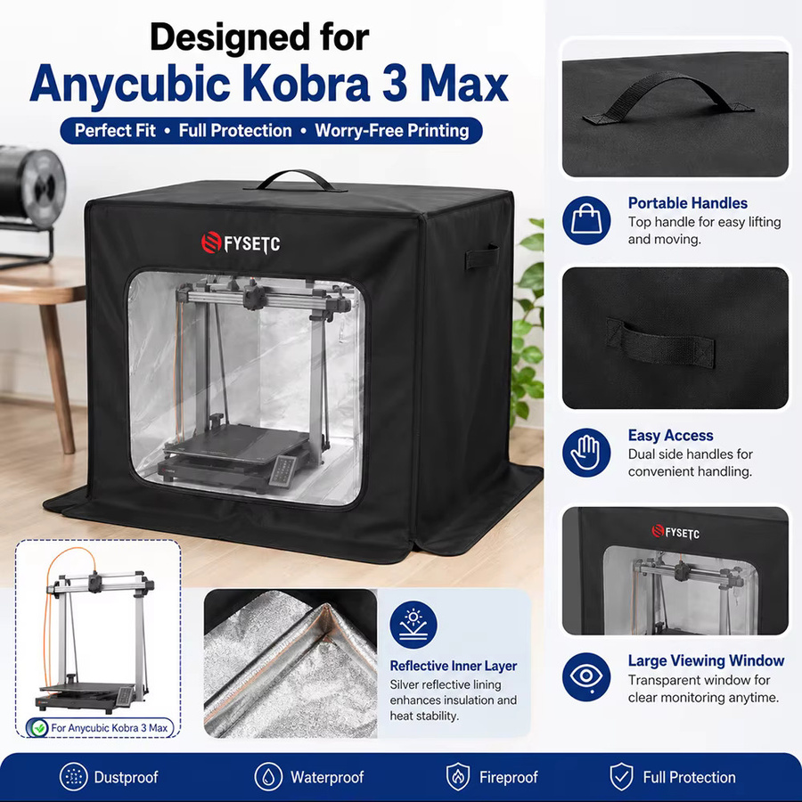 FYSETC Staubschutz Abdeckung für Anycubic Kobra 3 Max 3D-Drucker in Schwarz - Bild 2