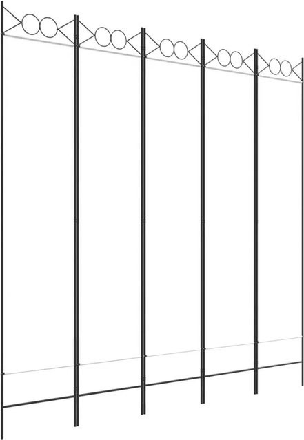 vidaXL Paravent 5-teilig Weiß aus Stoff und Eisen H x B x T: 200 x 200 x 200 cm - Bild 1