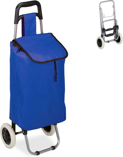 Relaxdays Einkaufstrolley aus Stoff und Stahl in Dunkelblau, faltbar, B/T/H: 91 x 40 x 30 cm - Bild 1