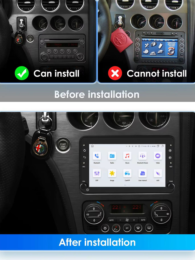 Hizpo 7 Zoll CarPlay und Android Auto Multimedia Radio für Alfa Romeo 159 Brera Spider Sportwagon mit GPS und 4G in Schwarz - Bild 7