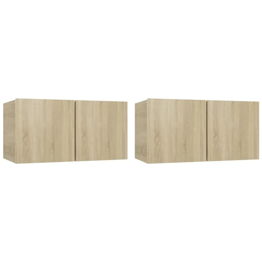 vidaXL 4-tlg. TV-Schrank-Set Modell 34 aus Holzwerkstoff in Sonoma-Eiche und Beige - Bild 2