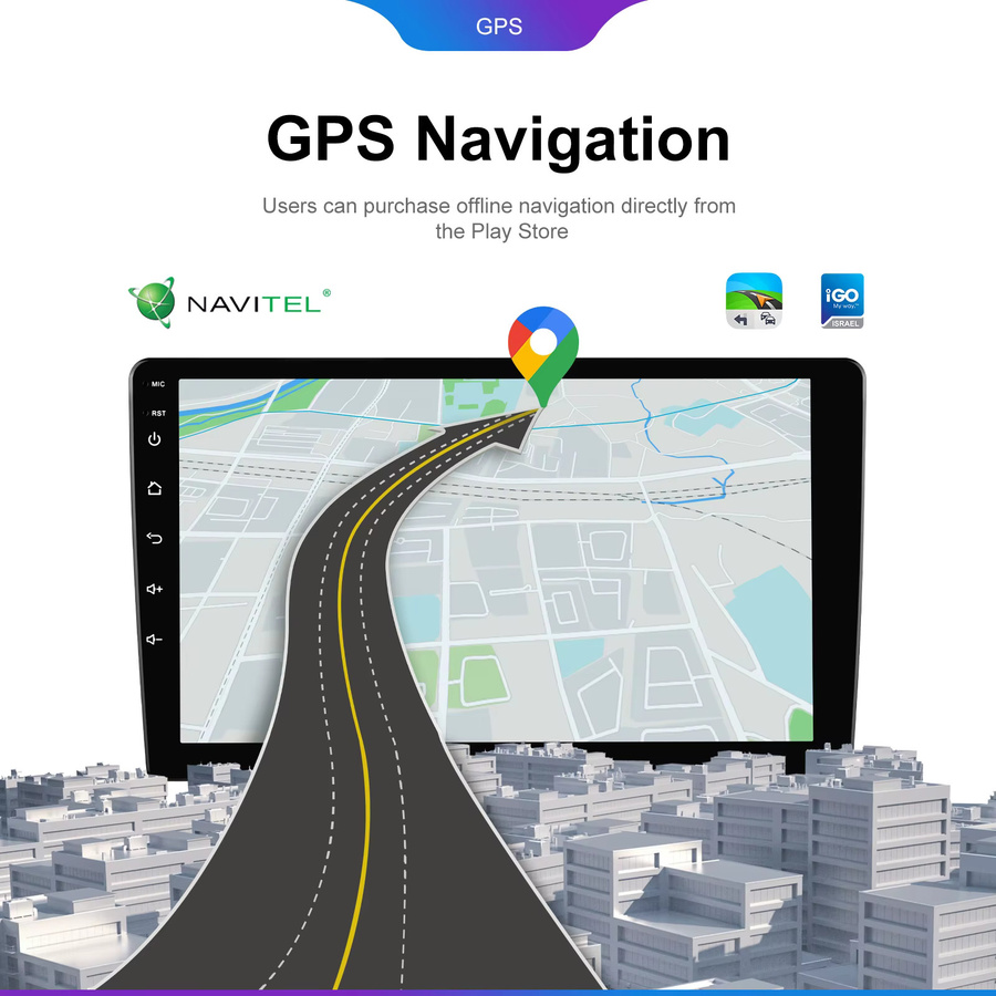 Podofo Android Autoradio mit 9 Zoll IPS Touchscreen, 6GB RAM und 128GB Speicher, Kabelloses CarPlay und Android Auto, GPS, WiFi, Bluetooth, Schwarz - Bild 3