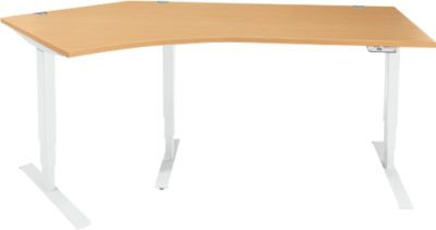 Schäfer Shop Genius Winkelschreibtisch AERO FLEX elektrisch höhenverstellbar Buche/weiß mit Memorypanel B: 216,5 cm - Bild 1