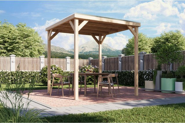 Karibu Grillunterstand Rocky Pavillon in Braun - Bild 1